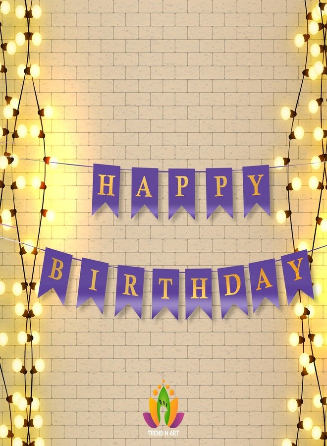 TREND N ART لافتات عيد ميلاد سعيد من تريند آند آرت، زينة حفلات، لافتات زينة للأولاد والبنات والأطفال والرضع، للجنسين، لافتة من ورق مقوى، لافتة عيد ميلاد سعيد ورقية مع نقاط لاصقة أو قوس بالونات (أرجواني ذهبي) - Image 4